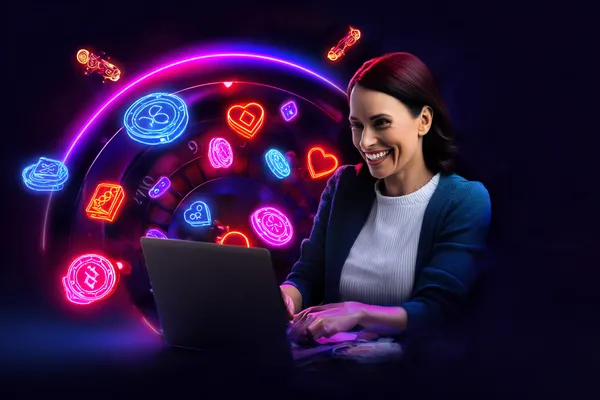 A man focused on his laptop with live stats in the background, highlighting the dedicated sports and gaming features of the JILI696 mobile app.